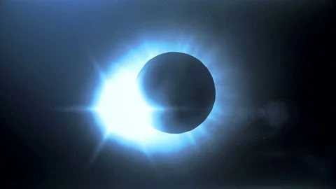 Total solar eclipse the moon closes the sun in blue Stock Footage 82138469