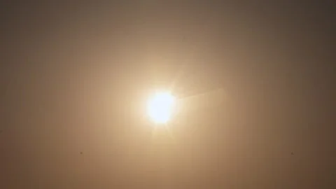 Total Solar Eclipse Onset Bright Sun Haze Telephoto Close Up Madrid Spain Stock Footage 347672345