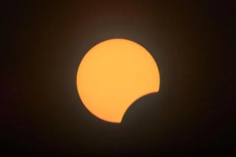 Total Solar Eclipse Over Indiana - Crescent Sun Phenomenon Stock Photos