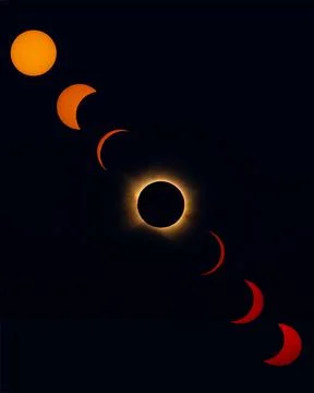 Total solar eclipse phases August 12 2026 in Lleida Stock Photos