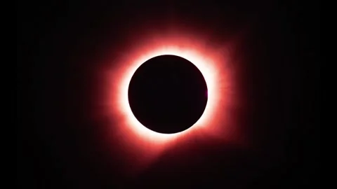 Total Solar Eclipse with Red Corona. August 12, 2026. Stock Footage 343909045