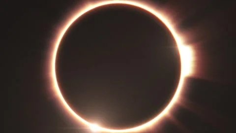 Total Solar Eclipse Ring of fire Halo in space. Seamless Loop Stock Footage 247684535