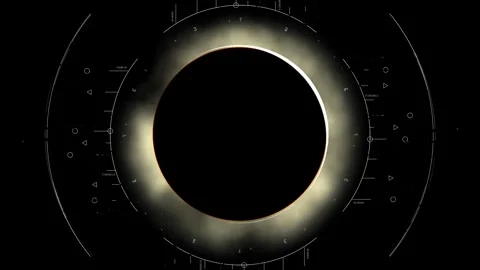 Total solar eclipse scanned by hud radar display for cyber technology Stock Footage 276289142