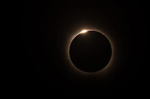 Total solar eclipse in the sky with full coverage of the sun Stock Photos