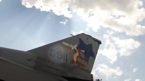 Total Solar Eclipse on the South Carolina National Guard's fighter ramp - 2017 Video stock 86741386