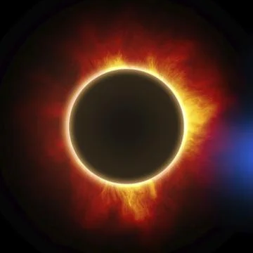 A total solar eclipse in space detail illustration Stock Illustration