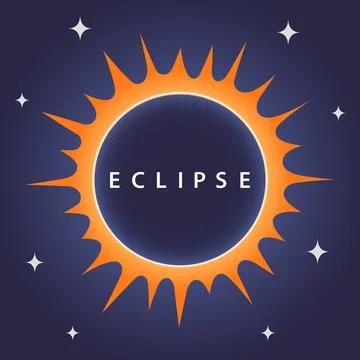 Total solar eclipse with stars on blue background Stock Illustration