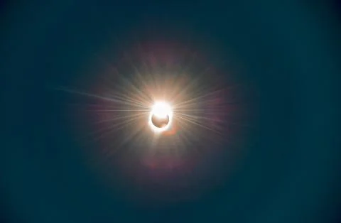 Total Solar Eclipse, sun covered by the moon in the sky Stock Photos
