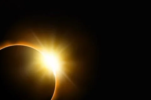 Total solar eclipse. Sunbeam on black sky Fotos Stock