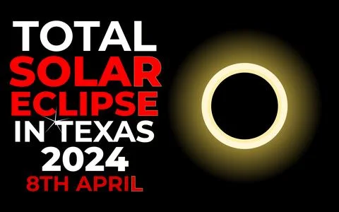 Total Solar Eclipse in Texas 2024 vector, 8th April Stock Illustration