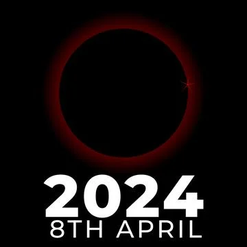 Total Solar Eclipse in Texas 8th April 2024 vector illustration Stock Illustration