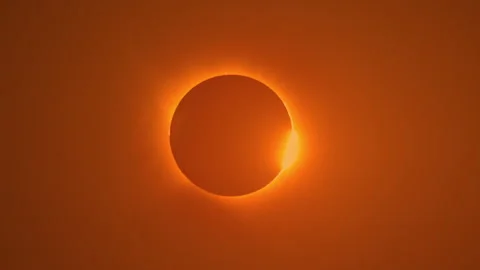 Total solar eclipse totality and corona telescope view, Spain 2026 Stock Footage 342545111