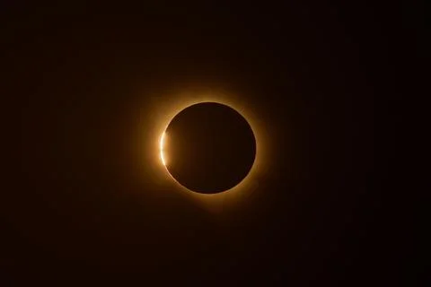 Total Solar Eclipse Totality with Diamond Ring Stock Photos