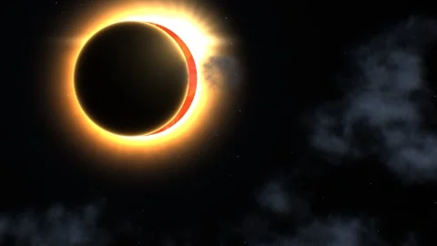 Total solar eclipse transition in dark night sky. 4K 스톡 동영상 343243871
