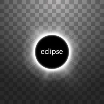 Total solar eclipse vector illustration on transparent background. Full moon Stock Illustration