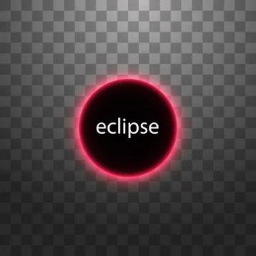 Total solar eclipse vector illustration on transparent background. Full moon Ilustração Stock