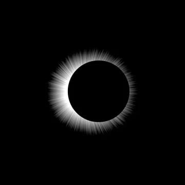 Total solar eclipse vector illustration on black background Stock Illustration