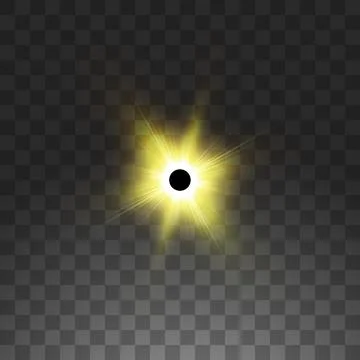 Total solar eclipse vector illustration on transparent background. Full moon Stock Illustration