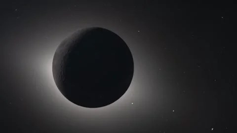 Total solar eclipse view from space showing the far side of the moon. Stock Footage 332889334