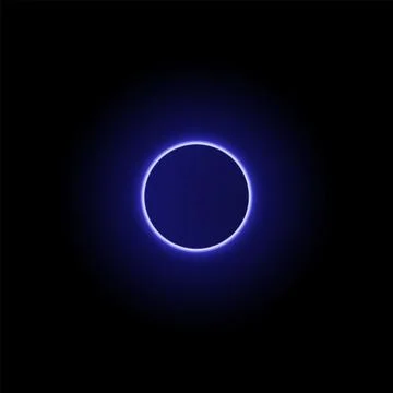 Total solar or lunar eclipse with aura of fantastic blue neon light. Stock Illustration