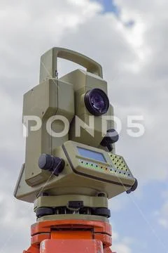 Total station with digital display Stock Photos