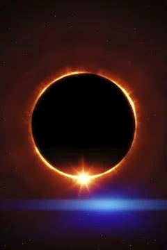 Total sun eclipse with stars and flare illustration Stock Illustration