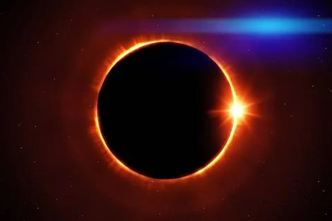 Total sun eclipse with stars and flare total sun eclipse with stars and fl... Stock Photos