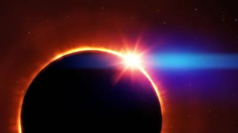 Total sun eclipse with stars and flare total sun eclipse with stars and fl... Stock Photos