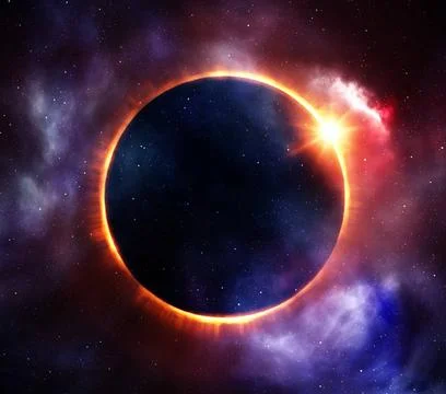 Total sun eclipse with stars total sun eclipse with stars illustration Cop... Stock Photos