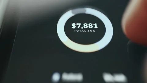 Total Tax Ring Chart on Dark Mobile Interface Stock Footage 337886675