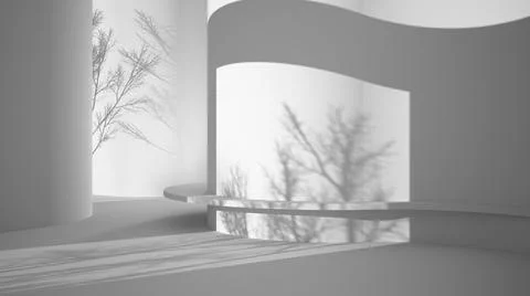 Total white project draft, abstract empty interior, grunge background with ro Stock Illustration