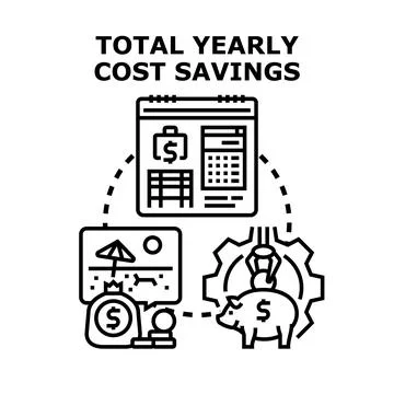 Total yearly cost savings vector icon concept Stock Illustration
