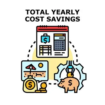 Total yearly cost savings vector icon concept Stock Illustration