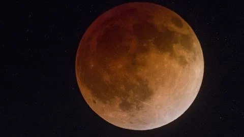 Totality during the Blood Moon Eclipse of 2014 Stock Photos