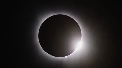 Totality End - 2nd Diamond Ring - 2024 Total Solar Eclipse Arkansas 스톡 동영상 272503353