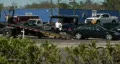 Totalled Car On Flatbed Tow Truck 01 HD Footage