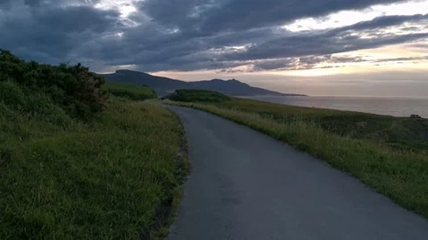 Totally empty promenade at sunset Stock Footage 132542720