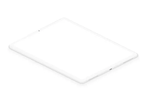 Totally soft isometric white pad tablet. 3d realistic empty screen phone Stock Illustration