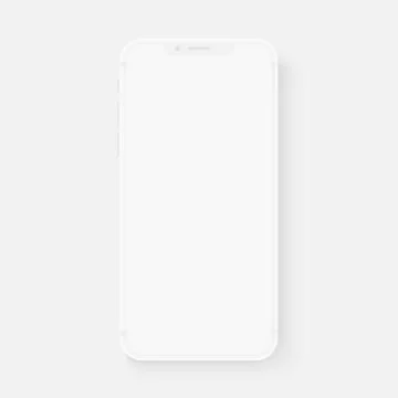 Totally soft realistic white vector smartphone. 3d realistic phone template for Stock Illustration