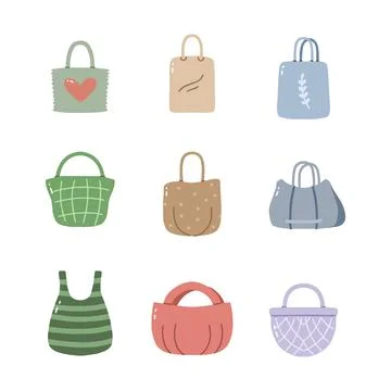 Tote bag hand drawn vector illustration Stock Illustration