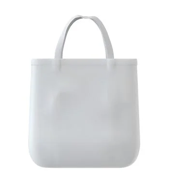 Tote bag mockup, realistic 3D vector white fabric shopping bag, blank canvas bag Illustration