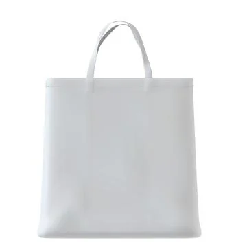 Tote bag vector mockup, realistic 3d white fabric shopping bag, blank canvas bag Stock Illustration