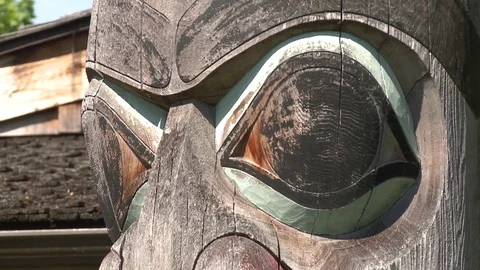 Totem carving sequence of closeup and medium shot Video stock 75244537