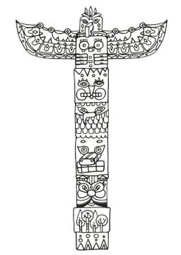 Totem pole with animals Stock Illustration