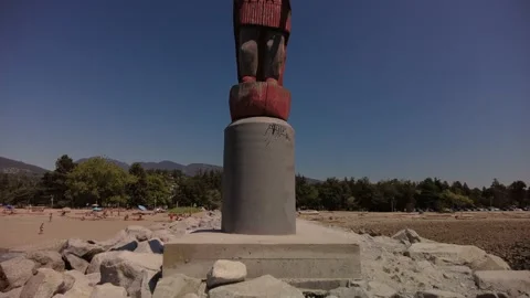 Totem Pole Beach Scene  Stock Footage 201980521