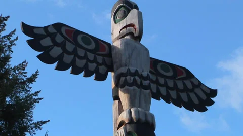 Totem Pole At Butchart Gardens Stock Footage 33605098