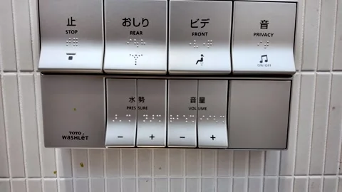 TOTO washlet control panel featuring braille for accessibility Stock Footage 308184487