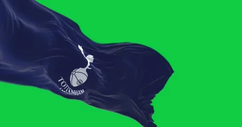 Tottenham Hotspur flag waving isolated on green background Stock Footage 252004654