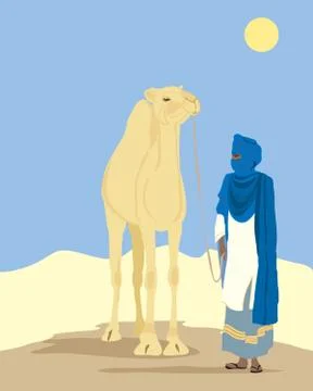 Touareg with camel Stock Illustration