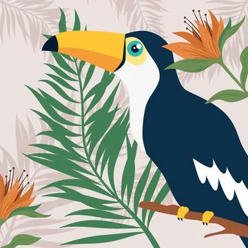 Toucan bird with flowers pattern Stock-Illustration